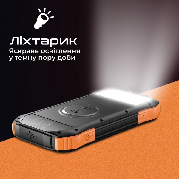 Универсальная мобильная батарея Promate SolarTank-10PDQi 10000 mAh black (solartank-10pdqi.black) с солнечной панелью 