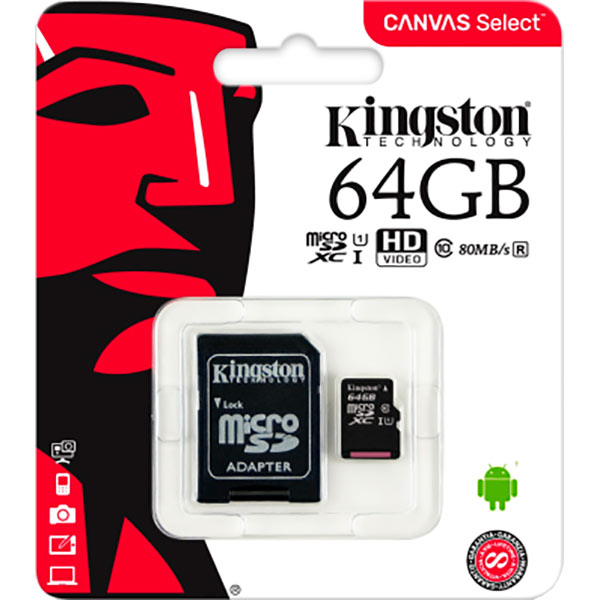 Карта памяти Kingston microSDXC 64 ГБ SDCS/64GB