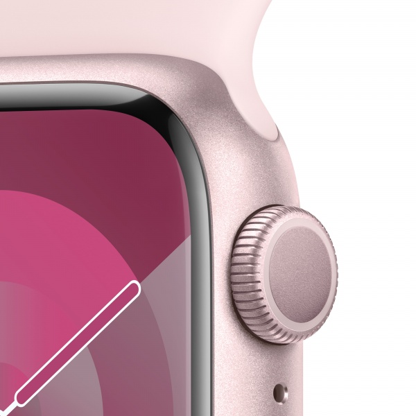 Смарт-часы Apple Watch Series 9 GPS 41mm Pink Aluminium Case with Pink Sport Band - S/M (MR933QP/A)