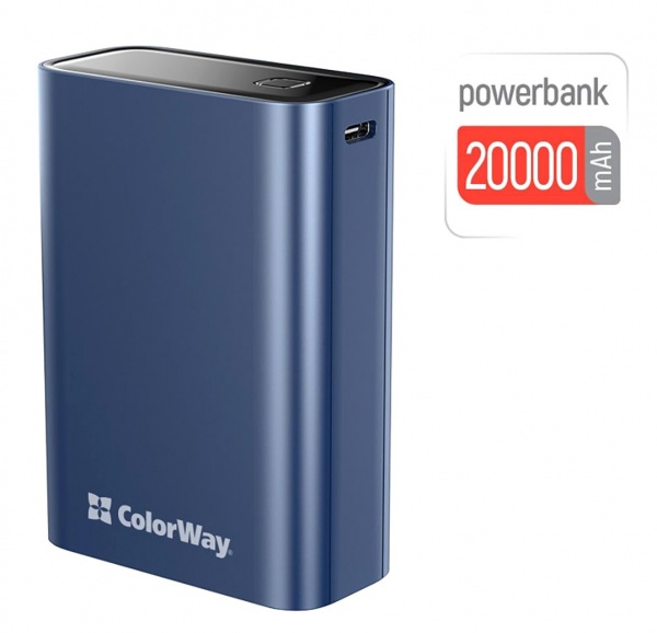 Универсальная мобильная батарея ColorWay 20000 mAh blue (CW-PB200LPG2BL-PDD) 