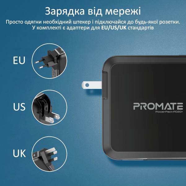 Повербанк Promate PowerPack-PD20+ 15000 mAh (powerpack-pd20+.black)