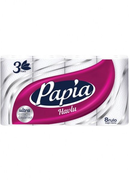 Бумажные полотенца PAPIA трехслойная 8 шт.