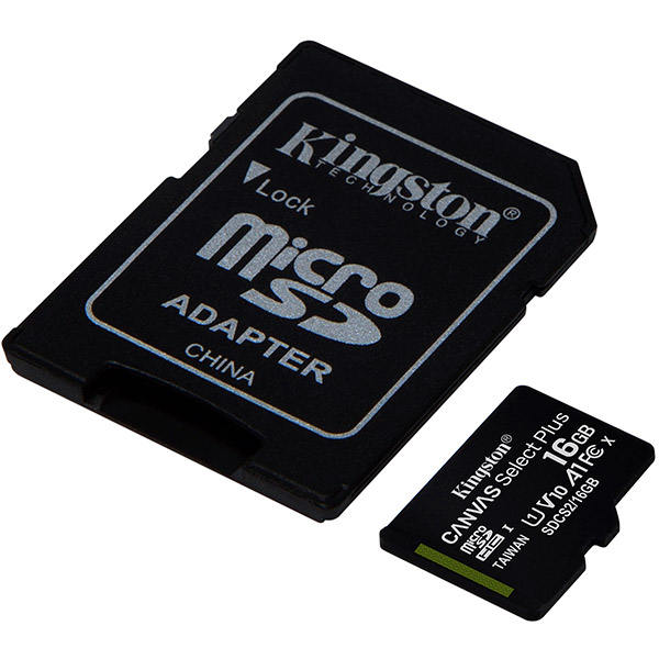 Карта памяти Kingston microSDHC 16 ГБ Canvas Select Plus A1 R100/W10 +ad