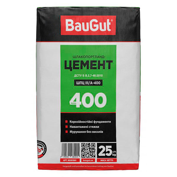 Цемент BauGut ШПЦ ІІІ/А 400 25 кг