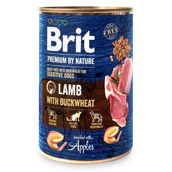 Консерва Brit Premium для собак с ягнятиной и гречкой, ж/б, 400 г