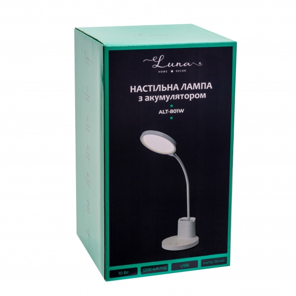 Настольная лампа аккумуляторная LUNA HOME 10 Вт белый ALT-801 
