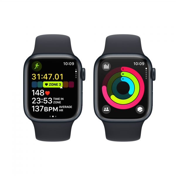 Смарт-часы Apple Watch Series 9 GPS 41mm Midnight Aluminium Case with Midnight Sport Band - S/M (MR8W3QP/A)
