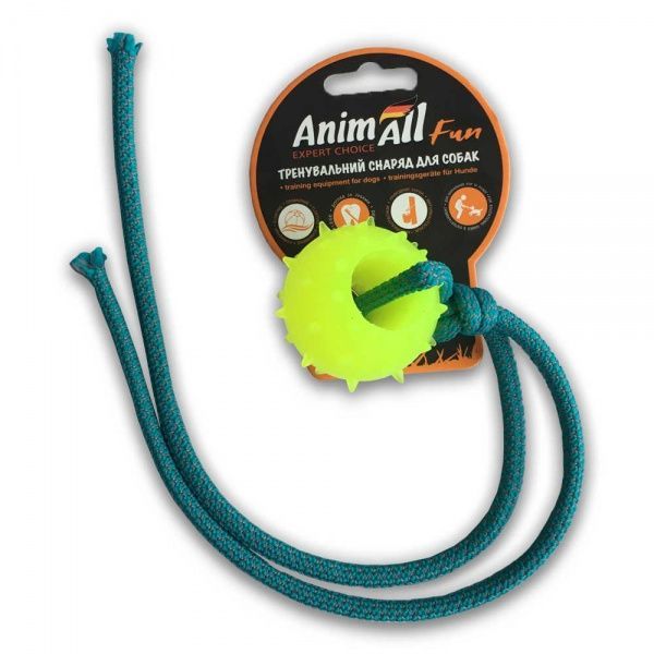 Игрушка для собак AnimAll Шар с канатом 4 см желтый 88171