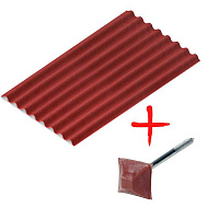Лист бітумний Ондулін DIY 2000х760 мм червоний + 16 цвяхів