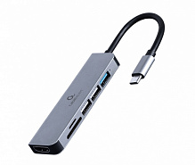 Док-станція Cablexpert USB-C 6-в-1 (хаб/HDMI/картридер dark grey (A-CM-COMBO6-02) 
