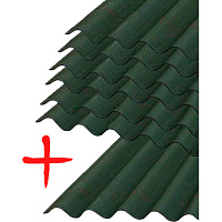 Лист битумный Onduline 6+1 волнистый DIY зеленый 2000x760 мм