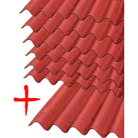 Лист битумный Onduline 6+1 волнистый DIY красный 2000x760 мм