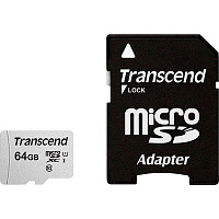 Карта пам'яті Transcend microSDXC 64 ГБ UHS Speed Class 1 (U1)Class 10 (TS64GUSD300S-A) 