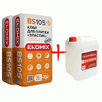 Клей для плитки Ekomix Еластик BS 105 25кг 2 уп. + Грунт Супер BS 701 5 л