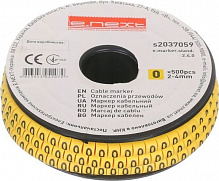 Маркер кабельный E.NEXT №0 500 шт./уп. 2-4 мм желтый 