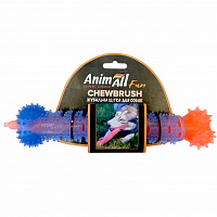 Игрушка для собак AnimAll Fun щетка-кость жевательная 24 см оранжевая с синим
