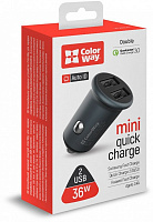 Автомобільний зарядний пристрій ColorWay 2USB Quick Charge 3.0 (36 Вт) сірий 