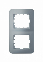 Рамка двухместная Hausmark Luno вертикальная алюминий/серебро 709-4300-152