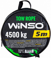 Трос буксирувальний WINSO 5 м 4,5 т з металевими гачками сумка (20 шт/уп) 134550 зелений