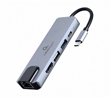 Док-станція Cablexpert USB-C 5-в-1 (хаб/HDMI/PD/LAN) dark grey (A-CM-COMBO5-04) 