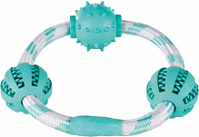 Игрушка для собак Trixie Denta Fun кольцо-канат с мячами для чистки зубов с мятой 20 см (33704)