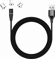 Кабель ColorWay USB - 3в1 Lightning + Micro 5P + Type-C Magnetic 1 м чорний 