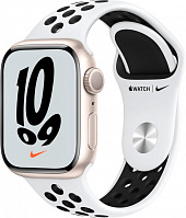 Смарт-часы Apple Watch Nike Series 7 GPS 41mm starlight AluminiumCasewithPurePlatinum/BlackNikeSportBand (MKN33UL/A)