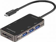 USB-хаб Promate PrimeHub-Mini USB-C PD/HDMI/3xUSB 3.0/RJ45/SD/MicroSD Grey