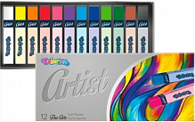 Пастель сухая квадратная, premium, серия Artist, в пластиковом контейнере 65238PTR 12 цветов