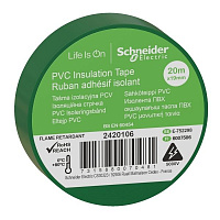 Лента изоляционная Schneider Electric 19 мм x 20 м зеленая ПВХ 2420106