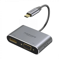 USB-хаб Promate MediaHub-C2 HDMI/VGA Grey