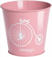 Кашпо декоративное Белый велосипед на розовом (глянец) 2 л METID