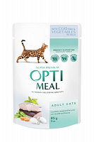 Корм Optimeal для взрослых кошек с треской и овощами в желе