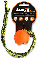 Іграшка для собак AnimAll Куля з канатом 4 см помаранчева 88172