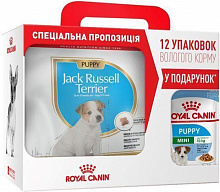 Корм Royal Canin для щенков JACK RUSSEL PUPPY 3 кг + 12 паучей волажного корма MINI PUPPY 85 г