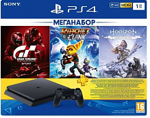Игровая консоль Sony PlayStation 4 Slim 1Tb в комплекте с 3 играми и подпиской PS Plus 9702191 black