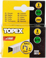Скоби для ручного степлера Topex 8 мм тип 140 (G) 1000 шт. 41E408