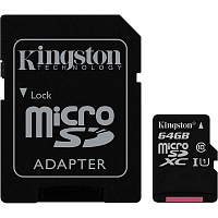 Карта памяти Kingston microSDXC 64 ГБ SDCS/64GB