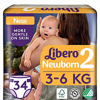 Подгузники Libero New Born 2 3-6 кг 34 шт.