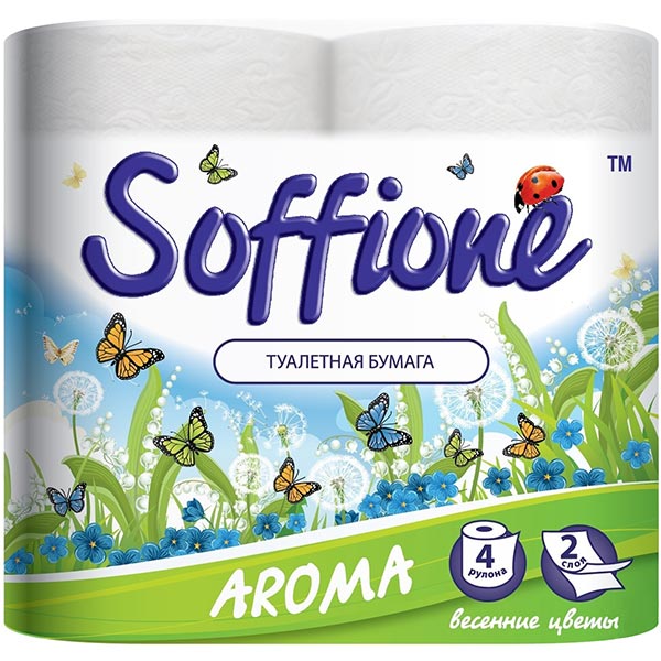 Бумага туалетная Soffione Aroma белая 4 шт