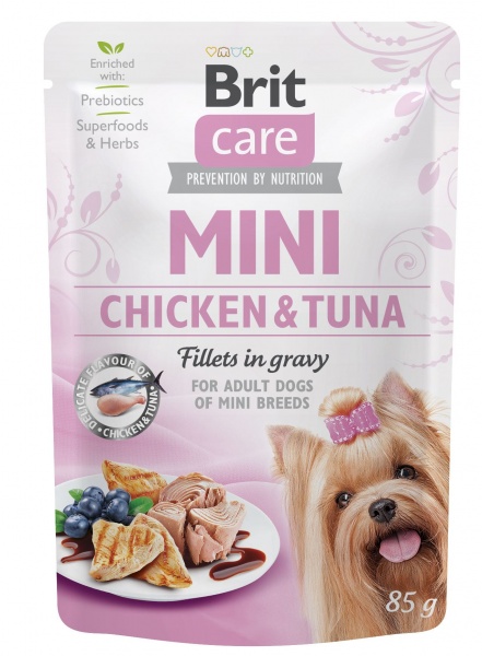 Корм влажный для собак для малых пород Brit Care с курицей и тунцом 85 г