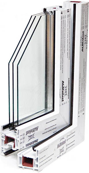 Окно поворотно-откидное ALMplast 60 1200x1400 мм правое двухкамерный стеклопакет 32мм