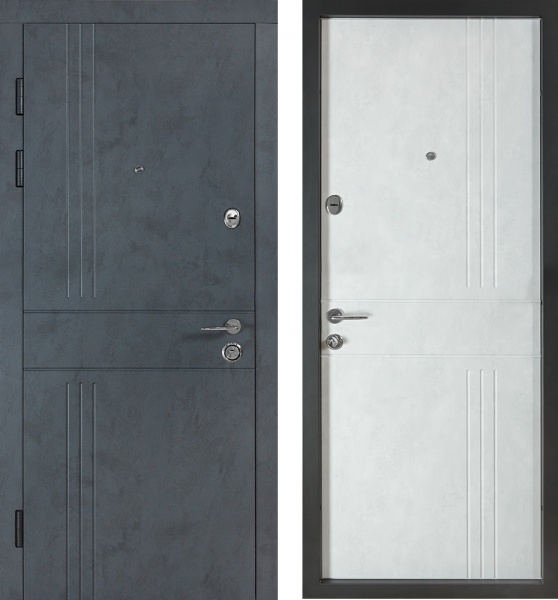 Дверь входная Revolut Doors В-617 мод. 250 бетон антрацит / бетон снежный 2050x950 мм левая