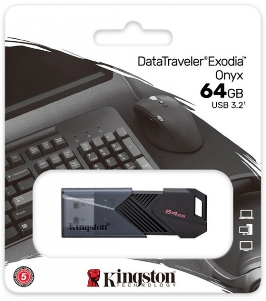 Флеш-память USB Kingston DataTraveler Exodia Onyx 64 ГБ USB 3.2 black (DTXON/64GB) 