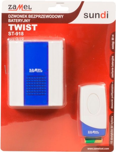 Звонок дверной Zamel TWIST белый с синим ST-918