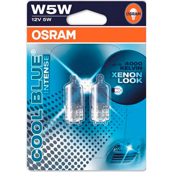 Лампа галогенна Osram COOL BLUE® INTENSE (2825HCBI02B) W5W W2.1x9.5d 12 В 5 Вт 2 шт 4200