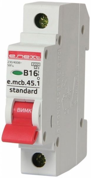 Автоматический выключатель  E.next (e.mcb.stand.45.1.B16) 1р B 16 А 4,5 кА s001008