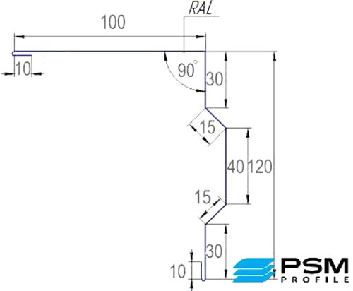 Торцевая планка для битумной черепицы PSM PROFILE PSM RAL 8017 коричневая 2м