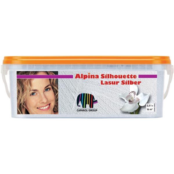 Декоративная лазурь Silhouette Lasur Silber с эффектом серебра Alpina 2,5 л