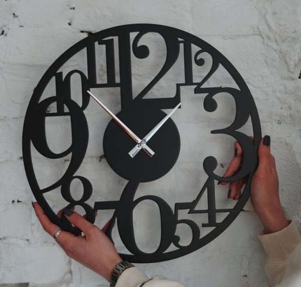 Часы настенные Круг черный 370 мм